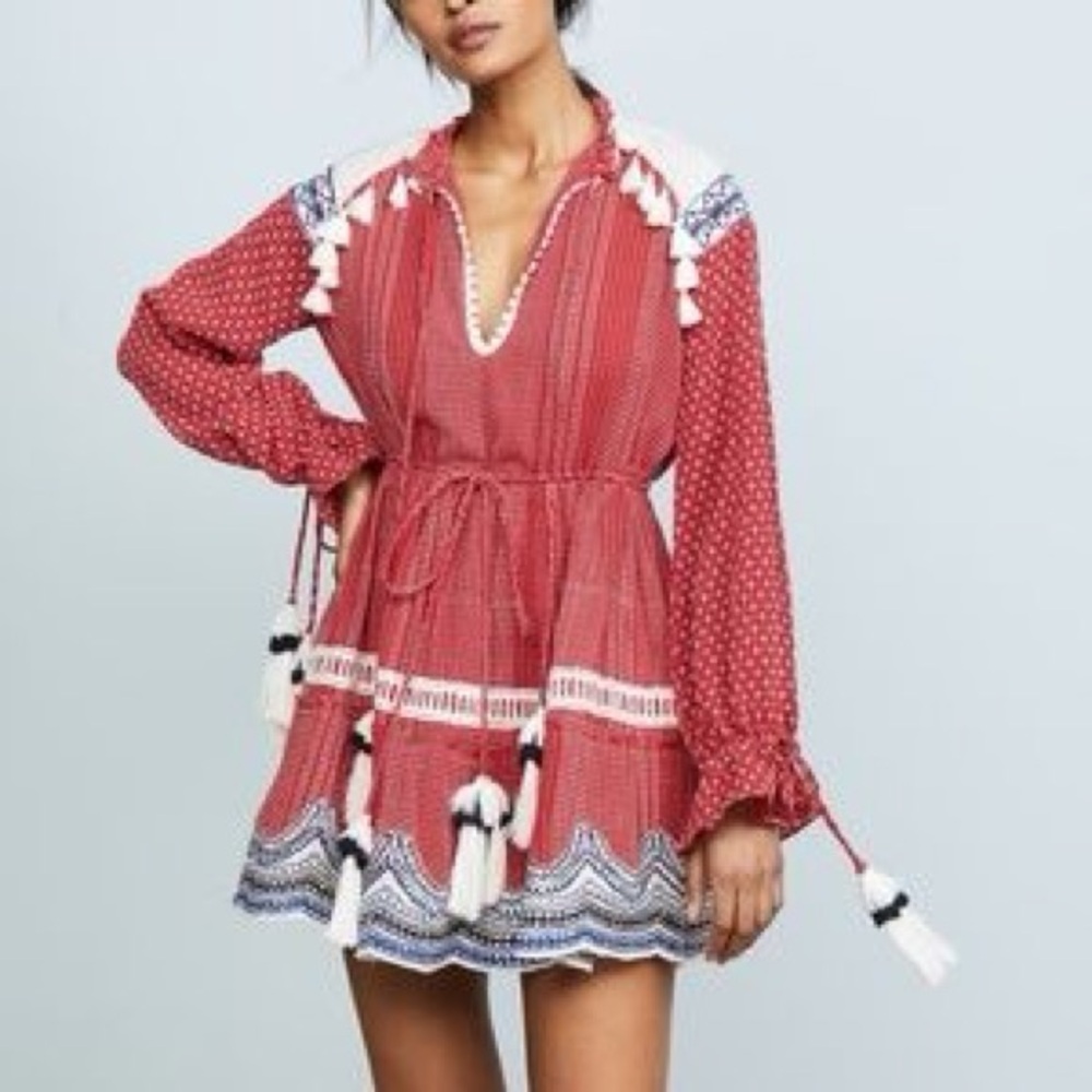 Hemant & Nadita Red Tassel Dress